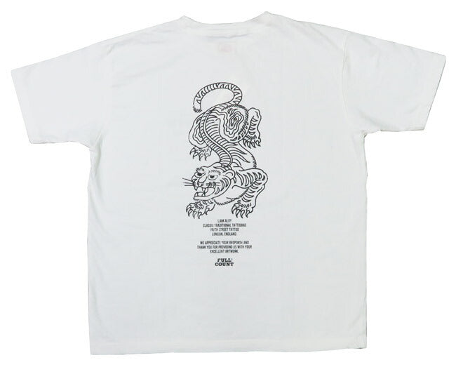 FULLCOUNT ฟูลเคานต์ เสื้อยืดแขนสั้นพิมพ์ลาย TIGER โดย LIAM ALVY ดีไซน์รอยสัก FC5500PT-14