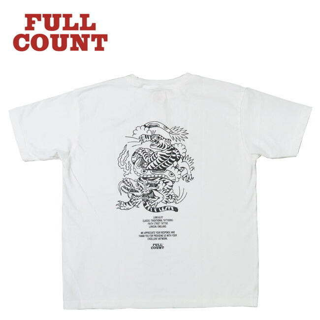 フルカウント FULLCOUNT Tシャツ 半袖 プリント TIGER & DRAGON by LIAM ALVY タトゥーデザイン FC5500PT-15