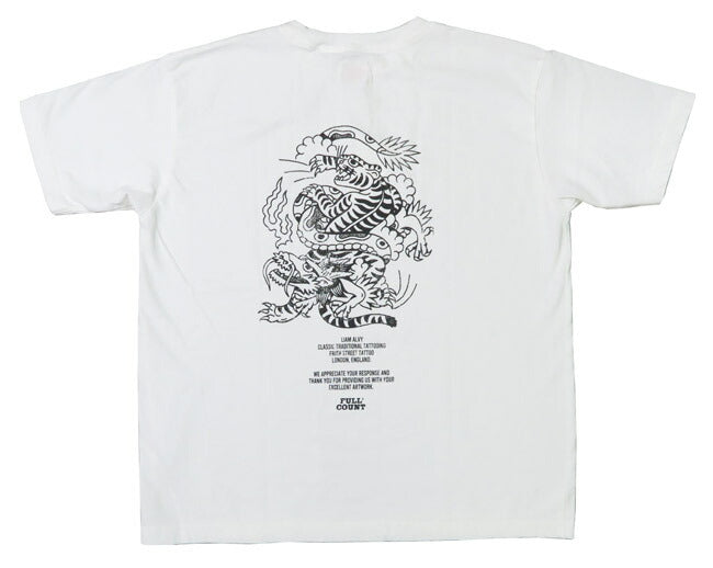 フルカウント FULLCOUNT Tシャツ 半袖 プリント TIGER & DRAGON by LIAM ALVY タトゥーデザイン FC5500PT-15