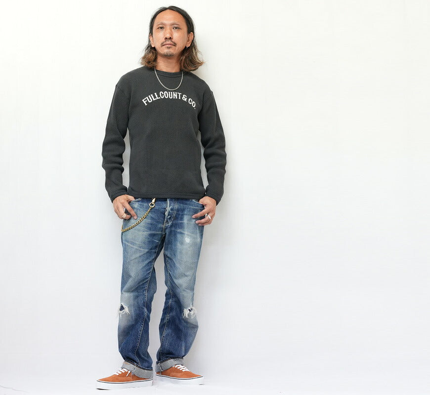 フルカウント FULLCOUNT ヘビーウェイト ワッフル 長袖 Tシャツ ひび割れロゴプリント サーマル Lot.5964PT-9 【2026年秋冬新作】