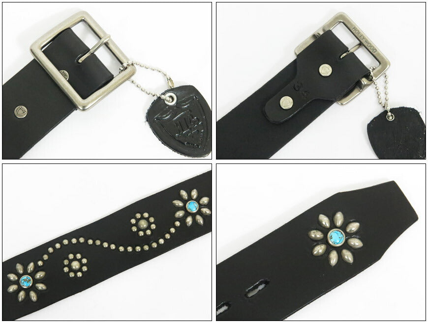 フルカウント FULLCOUNT × HTC ターコイズフワラースタッズ レザー ベルト Hollywood Traging Company FC6214HTC