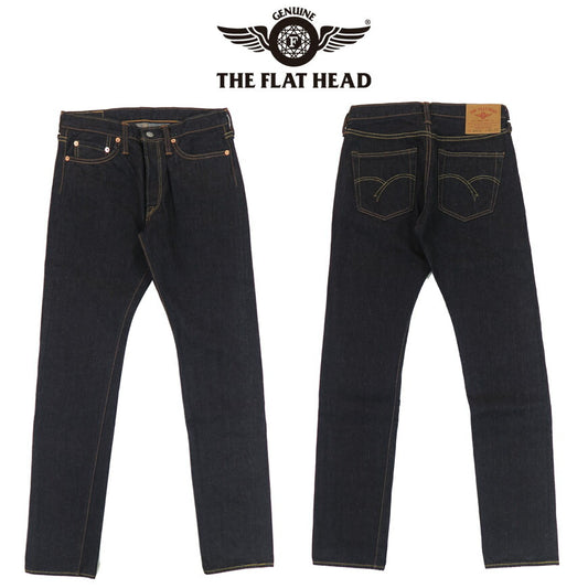 フラットヘッド THE FLAT HEAD Celana Jeans Denim 14.5oz Model Ketat Tapered Lurus FN-3002N