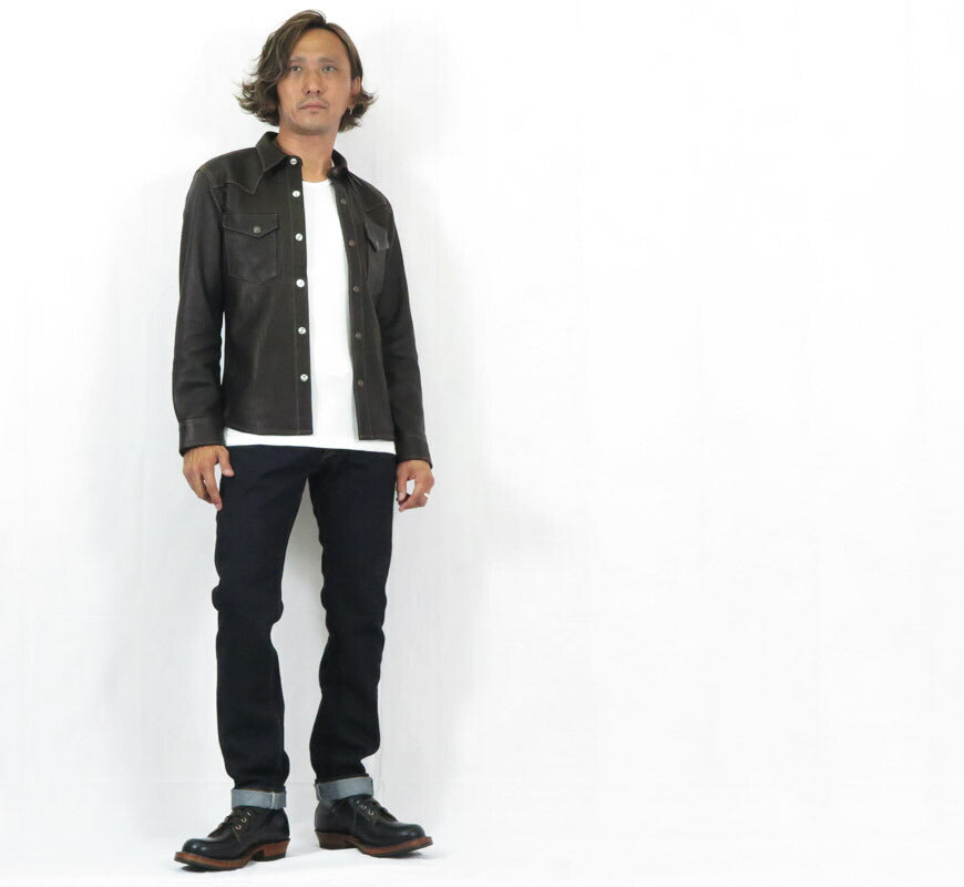 フラットヘッド THE FLAT HEAD ディアスキン シャツ 鹿革 レザー FN-LS-DS004