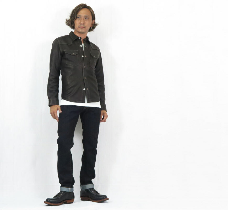 フラットヘッド THE FLAT HEAD ディアスキン シャツ 鹿革 レザー FN-LS-DS004