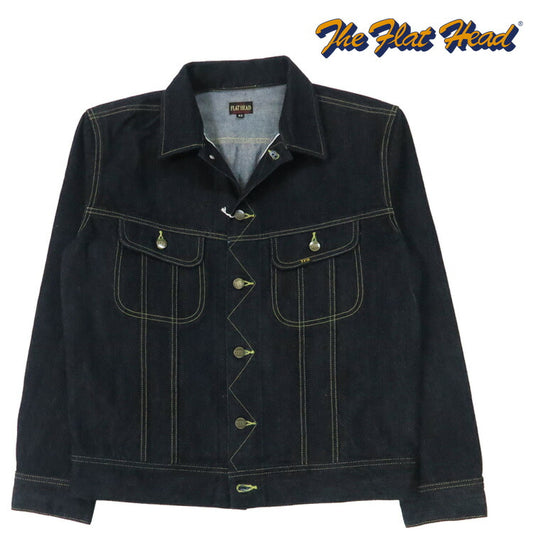 フラットヘッド THE FLAT HEAD แจ็กเก็ตยีนส์ผ้าฝ้ายซิมบับเว 14.5oz ทอแบบทแยงซ้าย FN-OJ-D103