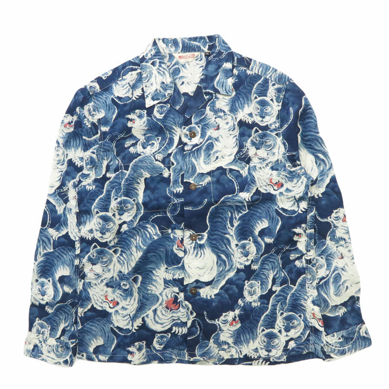 フラットヘッド THE FLAT HEAD Lange mouwen Linnen Hawaiiaans overhemd Honderd tijgers THE HUNDRED TIGERS Linnen FN-SCR-017L【2026 lente/zomer nieuw】