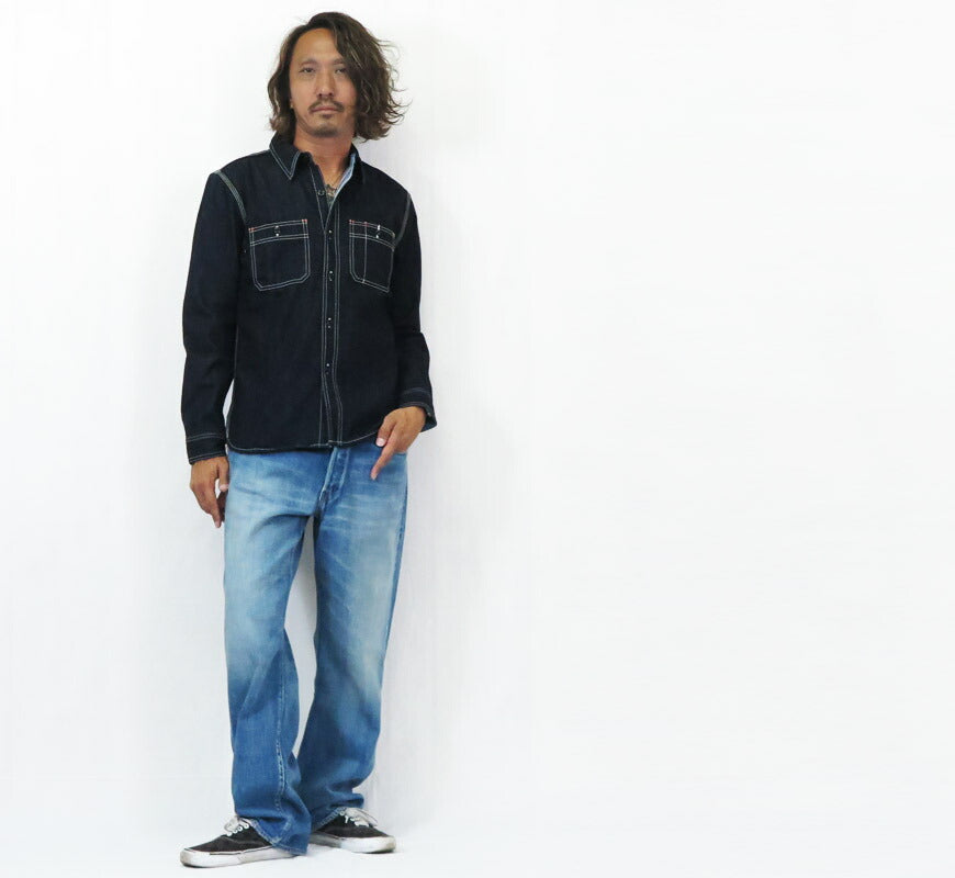 フラットヘッド THE FLAT HEAD 10oz デニム 長袖 ワーク シャツ FN-SDK-301L