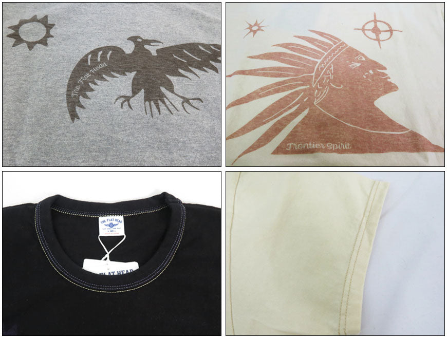 フラットヘッド THE FLAT HEAD เสื้อยืดคอกลมแขนสั้น FRONTIER SPIRIT FN-THC-051