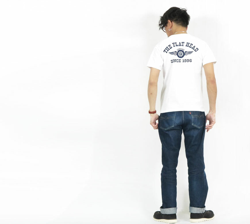フラットヘッド THE FLAT HEAD Kurzarm T-Shirt Print FLYING WHEEL THC-Serie FN-THC-202