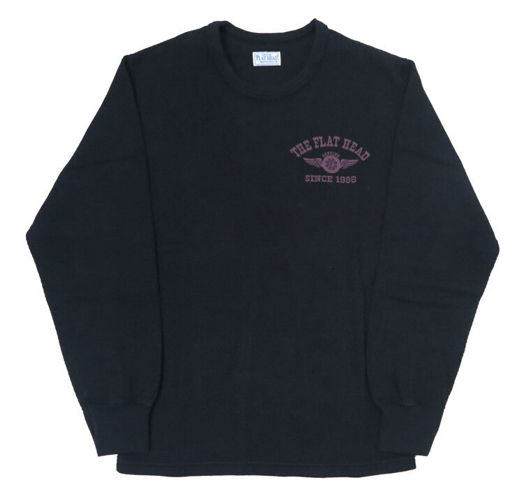 フラットヘッド THE FLAT HEAD 長袖 プリント Tシャツ ロゴ サーマル フライングホイール FN-THL-203