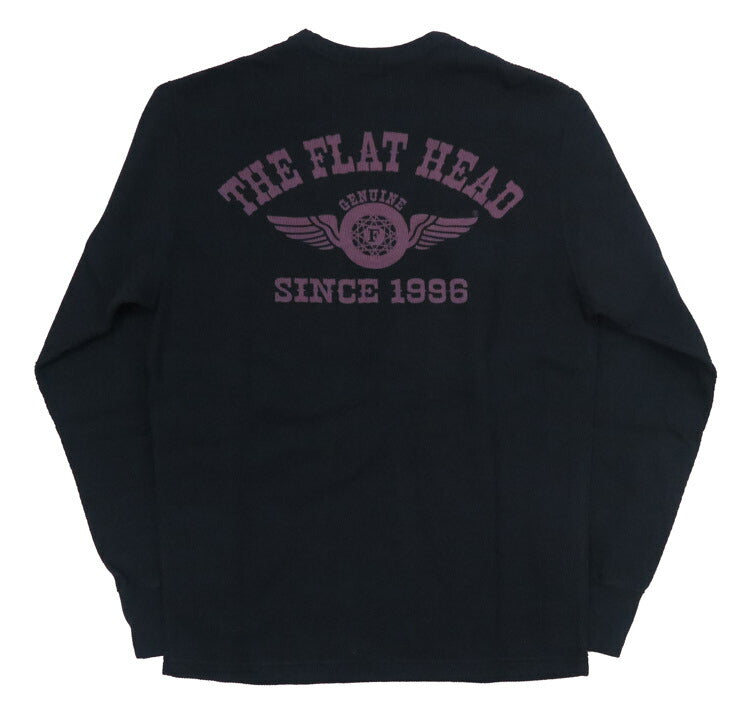 フラットヘッド THE FLAT HEAD 長袖 プリント Tシャツ ロゴ サーマル フライングホイール FN-THL-203