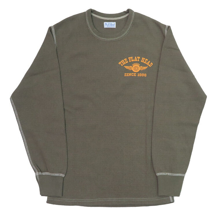 フラットヘッド THE FLAT HEAD 長袖 プリント Tシャツ ロゴ サーマル フライングホイール FN-THL-203