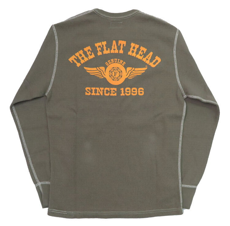 フラットヘッド THE FLAT HEAD 長袖 プリント Tシャツ ロゴ サーマル フライングホイール FN-THL-203