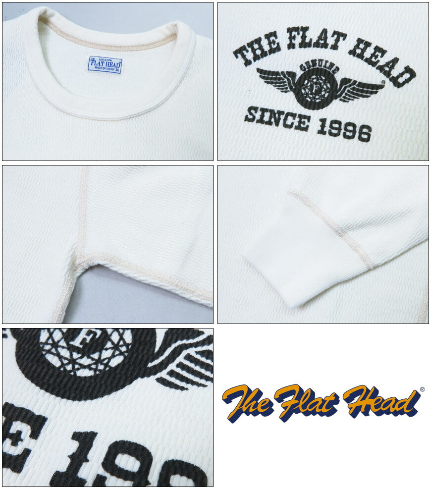フラットヘッド THE FLAT HEAD 長袖 プリント Tシャツ ロゴ サーマル フライングホイール FN-THL-203