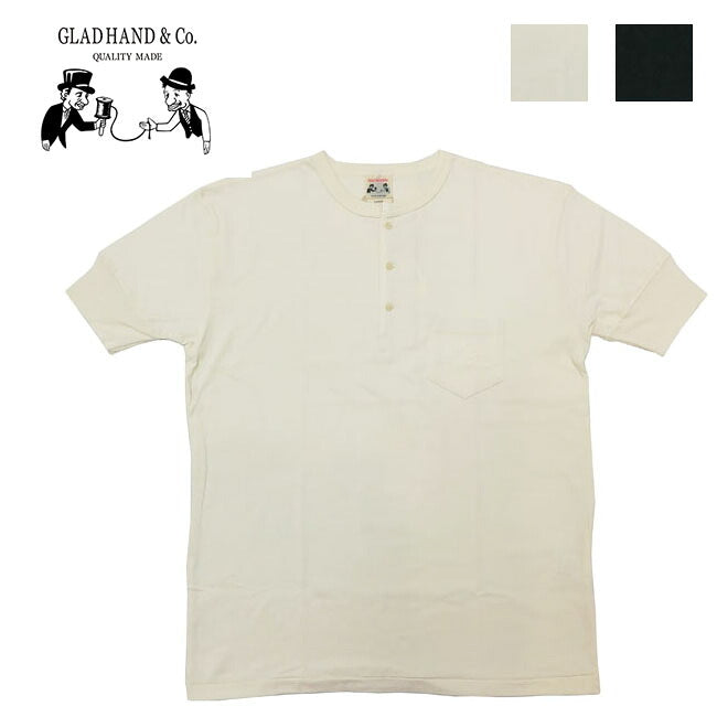 GLADHANDグラッドハンド半袖ヘンリーネックポケットTシャツ無地スタンダードパックシリーズ【2020年春夏新作】