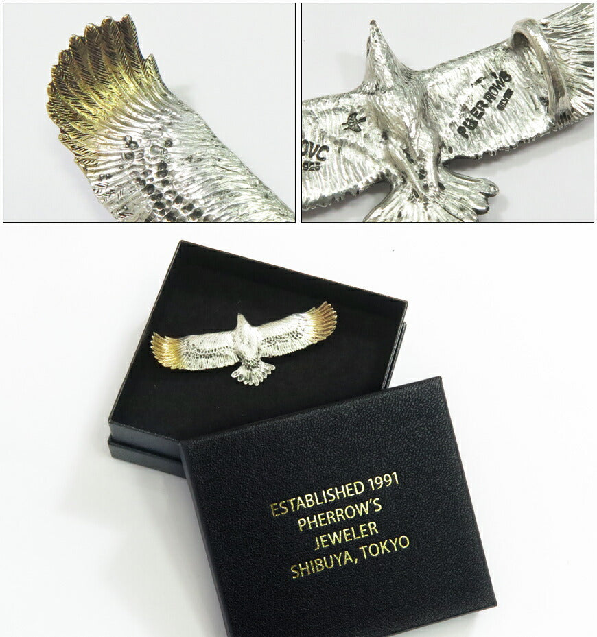 페로우스 Pherrow's 이글 펜던트탑 실버925 24금 상감 세공 GOLDEN EAGLE