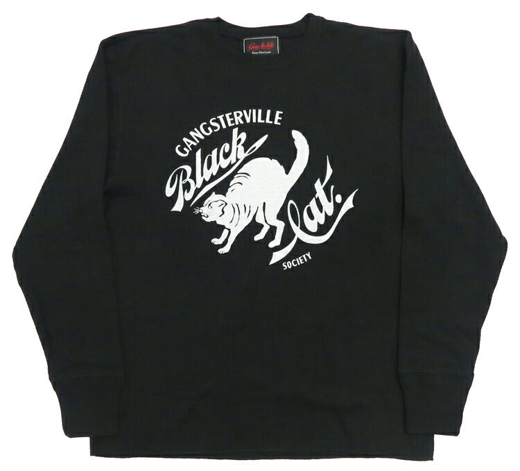 GANGSTERVILLE 갱스터빌 긴팔 크루넥 와플 티셔츠 BLACK CAT SOCIETY GSV-24-AW-16 GLAD HAND 글래드핸드