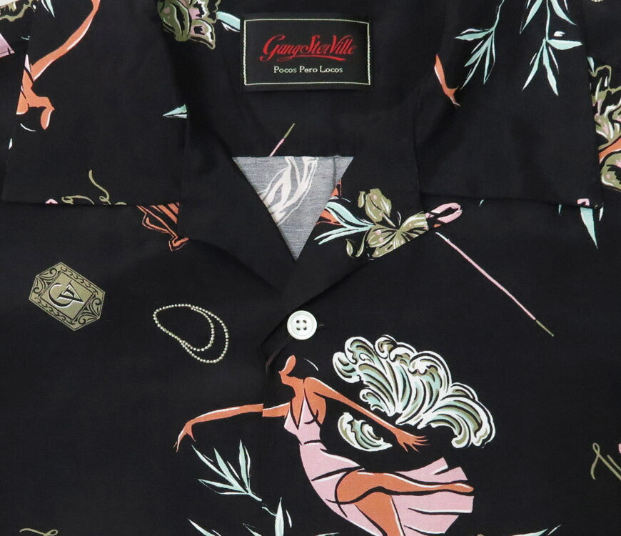 GANGSTERVILLE ギャングスタービル 半袖 レーヨン オープンカラー シャツ LADY WITH PANTHER GLAD HAND グラッドハンド GSV5108