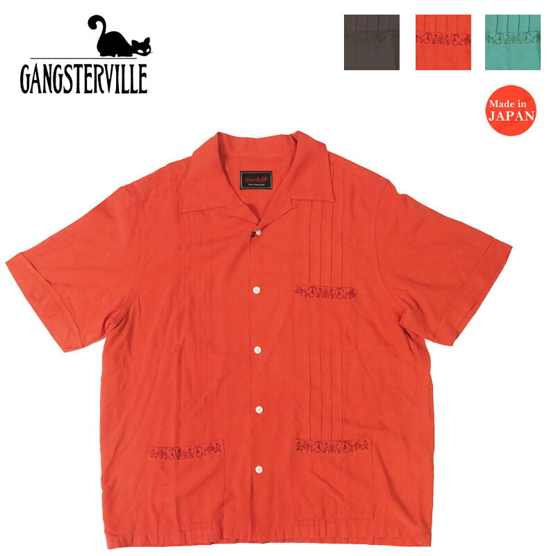 GANGSTERVILLE ギャングスタービル Camisa guayabera de rayón de manga corta Camisa cubana RIPTIDE CLUB - S/S GUAYABERA SHIRTS GLAD HAND グラッドハンド GSV5114