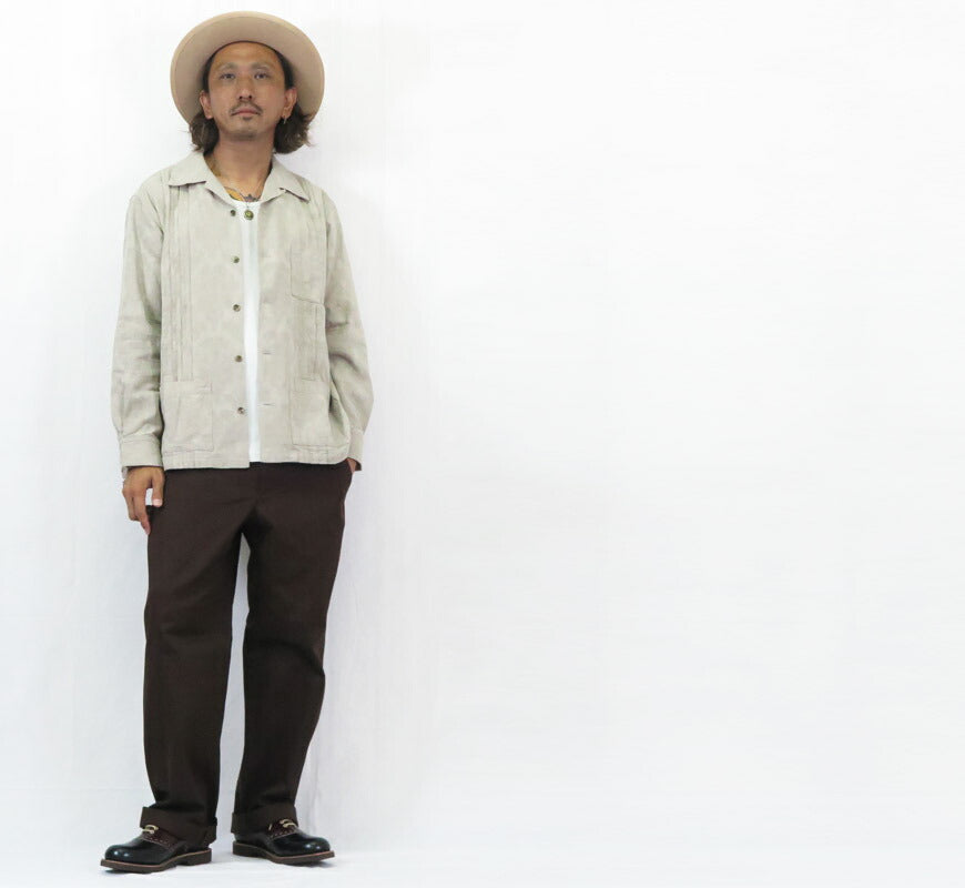 GANGSTERVILLE ギャングスタービル Camisa cubana de manga larga de algodón y lino jacquard RIPTIDE CLUB Guayabera GSV5307 GLAD HAND グラッドハンド