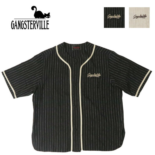 GANGSTERVILLE ギャングスタービル Camisa de béisbol de lino de manga corta THUG LIFE GLAD HAND グラッドハンド GSV6114 【2026年春夏新作】