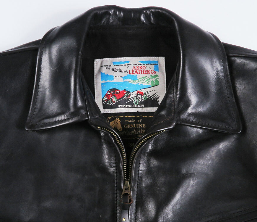 【即納在庫】エアロレザー AERO LEATHER ライダースジャケット HALFBELT STF ハーフベルト スーパータイトフィット ホーウィン社 フロントクォーターホースハイド 馬革 ブラック 34