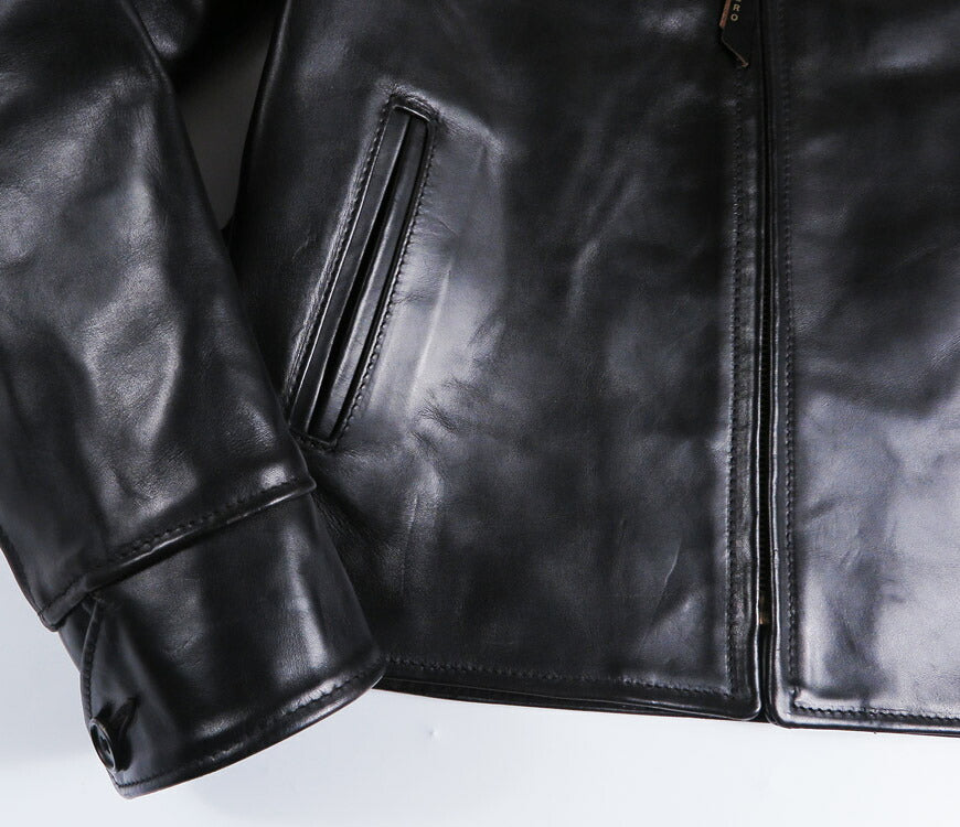 【即納在庫】エアロレザー AERO LEATHER ライダースジャケット HALFBELT STF ハーフベルト スーパータイトフィット ホーウィン社 フロントクォーターホースハイド 馬革 ブラック 38