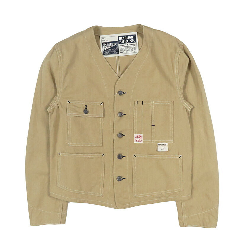 HEADLIGHT ヘッドライト 10oz Zufälliger Fischgrät-Twill Kragenlose Arbeitsjacke (mit Ärmeln) SUGAR CANE シュガーケーン HD15909 【2026年春夏新作】