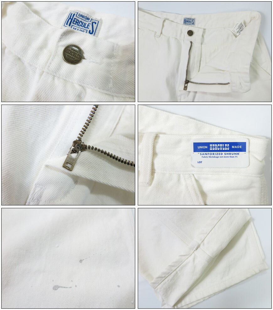 UNION HERCULES MADE ユニオン ヘラクレス メイド ホワイトデニム ペインター ワークパンツ Wナチュラル by JOHNBULL ジョンブル HE251P03-103