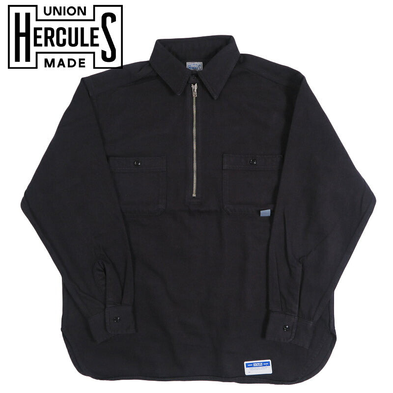 UNION HERCULES MADE ユニオン ヘラクレス メイド ハーフZIPシャツ ブラック by JOHNBULL ジョンブル HE251S03-030【2026年秋冬新作】