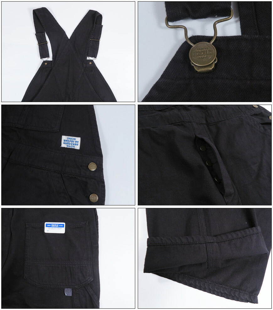 UNION HERCULES MADE ユニオン ヘラクレス メイド 10oz ブラックデニム オーバーオール リジッドカラー by JOHNBULL ジョンブル HE261P11-030 【2026年秋冬新作】