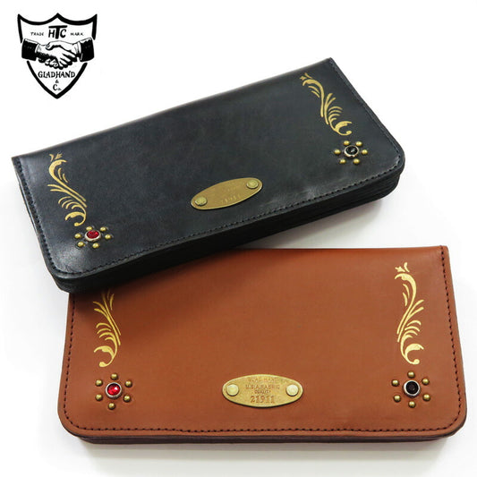 GLAD HAND × HTC スタッズ & ハンドペイント ロング ウォレット 財布 Hollywood Trading Company 牛革 グラッドハンド