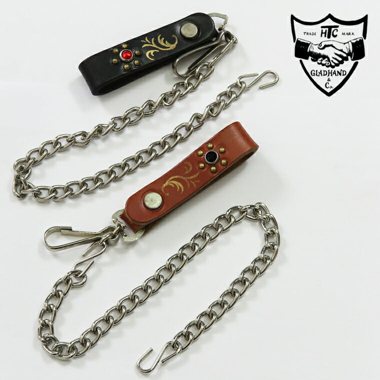 GLAD HAND × HTC Nieten & Handbemalte Geldbörsenkette Hollywood Trading Company Rindsleder Glad Hand