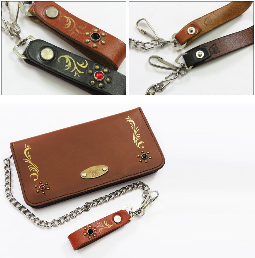 GLAD HAND × HTC Nieten & Handbemalte Geldbörsenkette Hollywood Trading Company Rindsleder Glad Hand