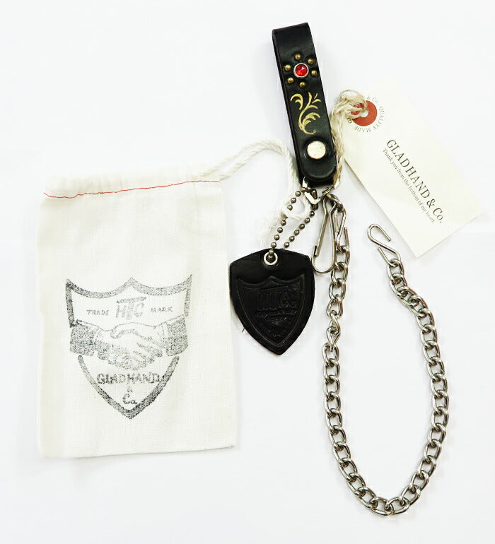 GLAD HAND × HTC Nieten & Handbemalte Geldbörsenkette Hollywood Trading Company Rindsleder Glad Hand
