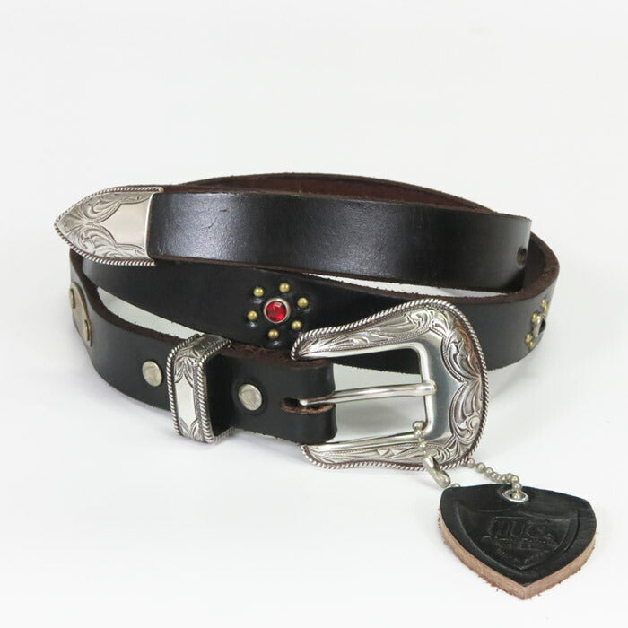 GLAD HAND × HTC Sabuk Kulit dengan Studs Western Hollywood Trading Company Kulit Sapi Glad Hand
