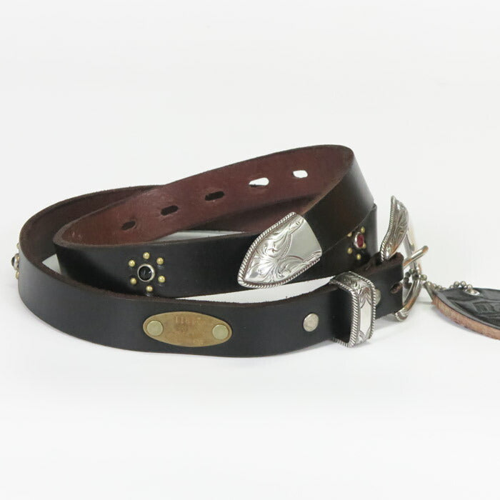 GLAD HAND × HTC Sabuk Kulit dengan Studs Western Hollywood Trading Company Kulit Sapi Glad Hand
