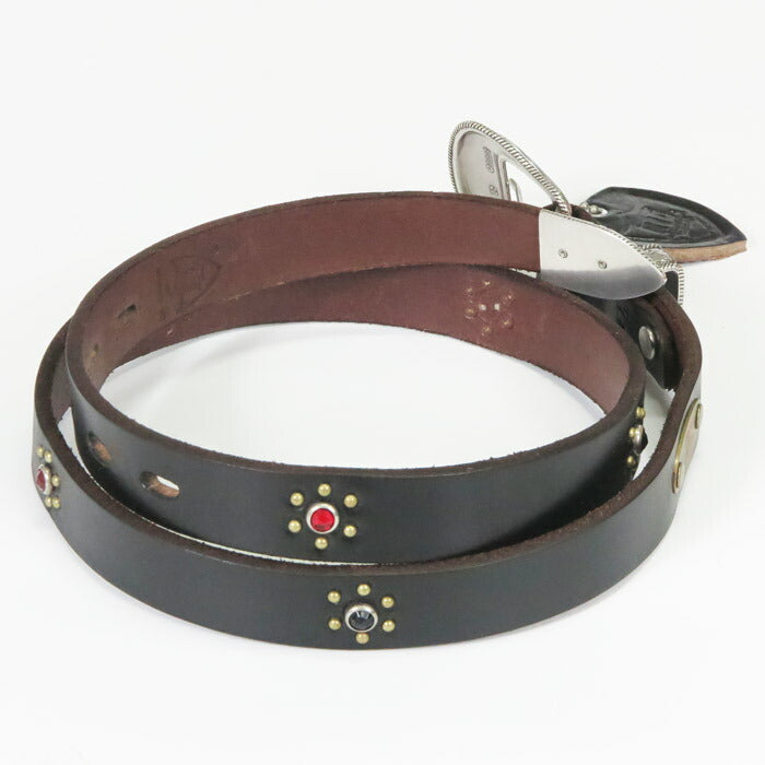 GLAD HAND × HTC Sabuk Kulit dengan Studs Western Hollywood Trading Company Kulit Sapi Glad Hand