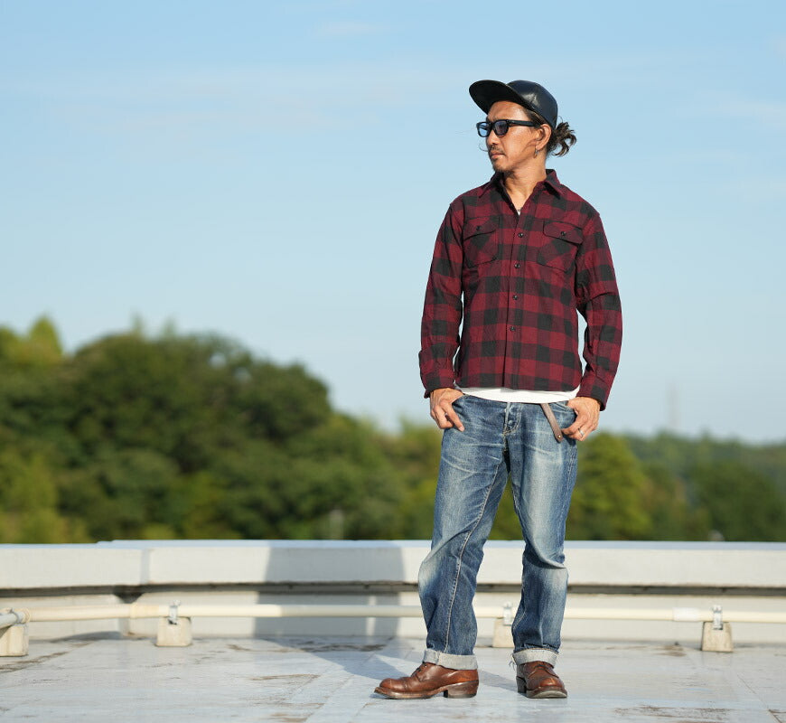 เดลักซ์แวร์ DELUXEWARE เสื้อเชิ้ตแขนยาว เช็คแฟลนเนล "50s BUFFALO CHECK" HV-00A