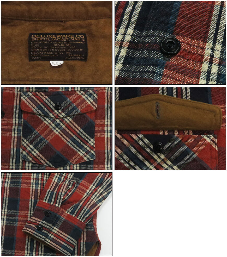 DELUXEWARE Long Sleeve Heavy Flannel Check Shirt BETSY ROSS HV-19A