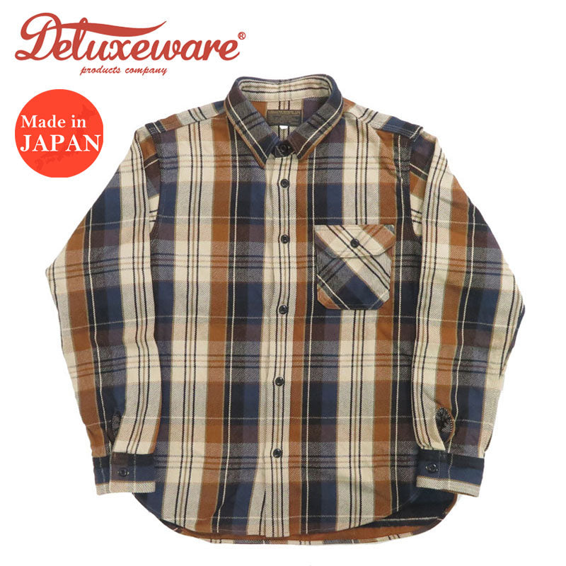 เดลักซ์แวร์ DELUXEWARE เสื้อเชิ้ตแขนยาว ผ้าหนา "ORANGE CHECK" HV-53