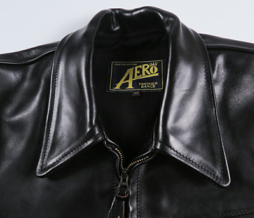 【即納在庫】エアロレザー AERO LEATHER ライダースジャケット Highwayman premier ハイウェイマン プレミア ホーウィン社 フロントクォーターホースハイド 馬革 ブラック 38