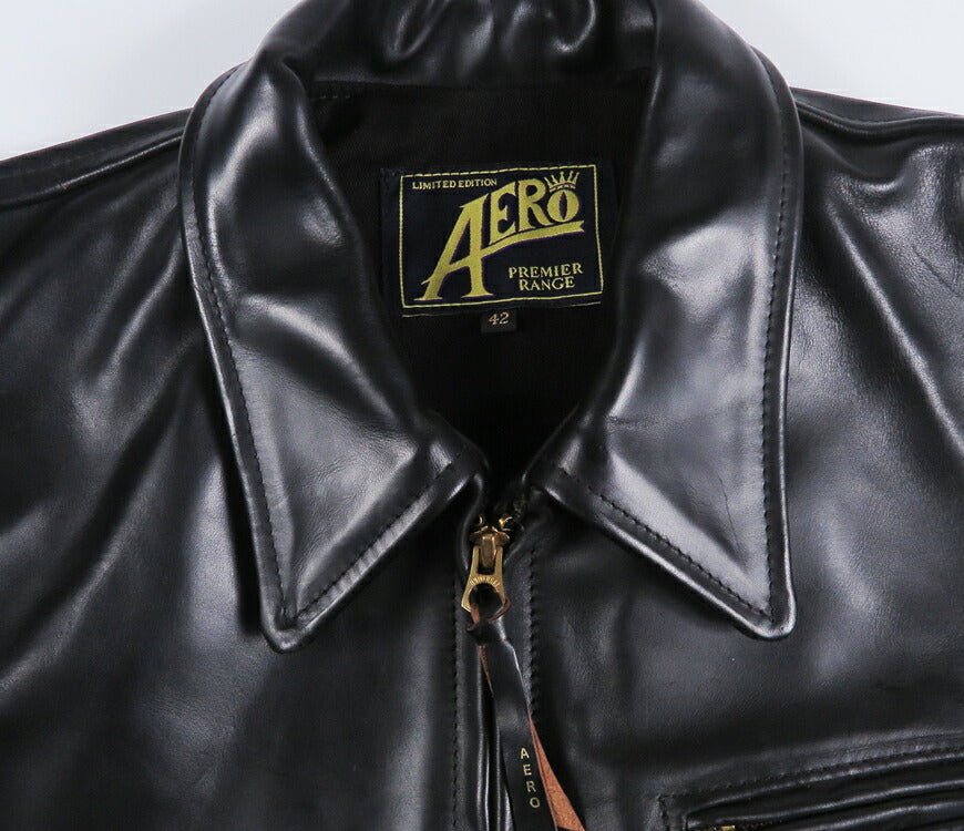 【即納在庫】エアロレザー AERO LEATHER ライダースジャケット Highwayman premier ハイウェイマン プレミア ホーウィン社 フロントクォーターホースハイド 馬革 ブラック 42
