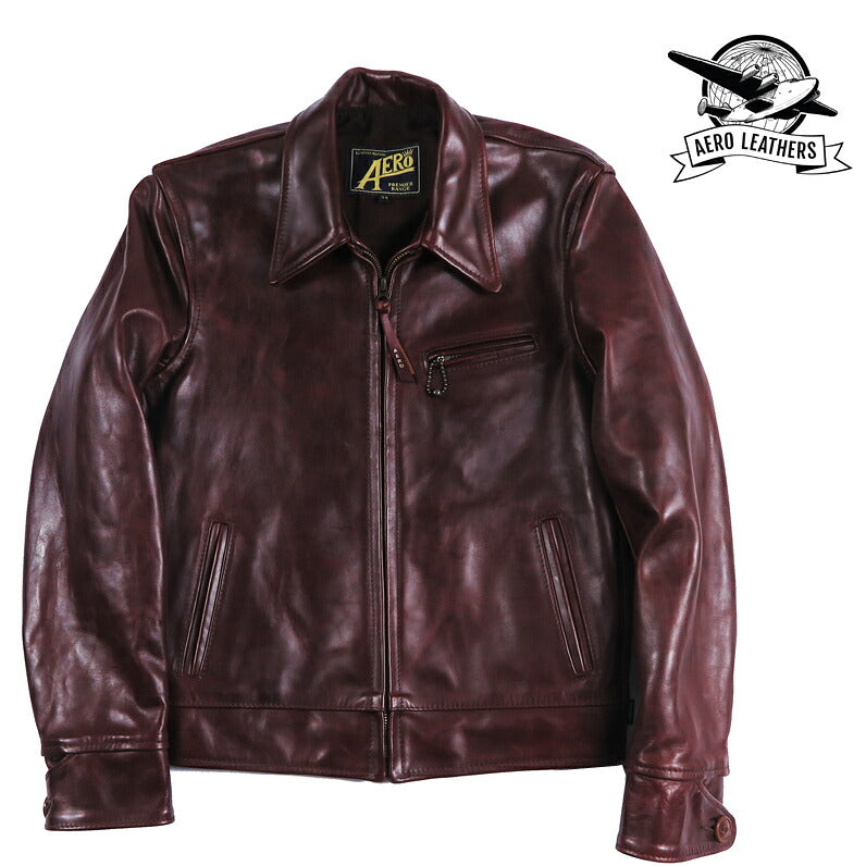 【即納在庫】エアロレザー AERO LEATHER ライダースジャケット Highwayman premier ハイウェイマン プレミア ホーウィン社 フロントクォーターホースハイド 馬革 チェリー 34