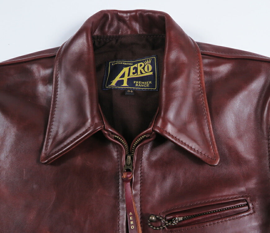 【即納在庫】エアロレザー AERO LEATHER ライダースジャケット Highwayman premier ハイウェイマン プレミア ホーウィン社 フロントクォーターホースハイド 馬革 チェリー 34
