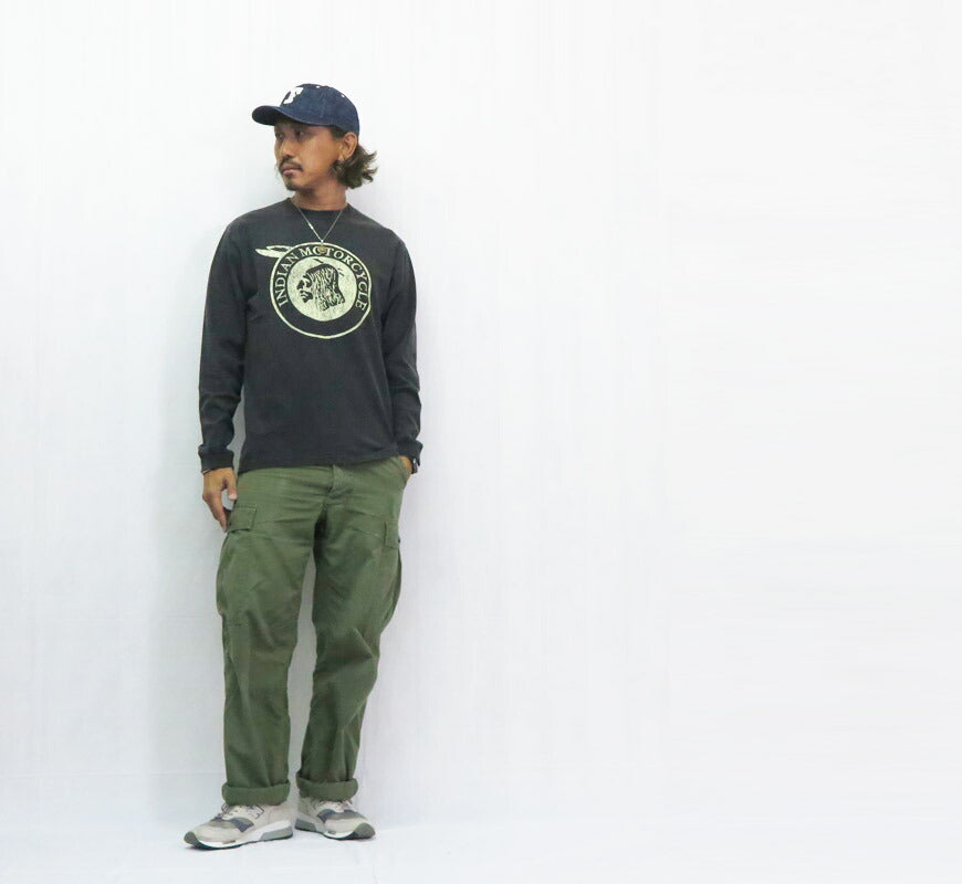 インディアンモーターサイクル Indian Motorcycle 長袖 プリント Ｔシャツ L/S T-SHIRT "INDIAN" IM69610