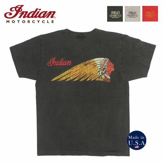 インディアンモーターサイクル Indian Motorcycle S/S POCKET T-SHIRTS “INDIAN HEAD” 半袖 ピグメントダイ ポケットＴシャツ IM79723【2026年春夏新作】