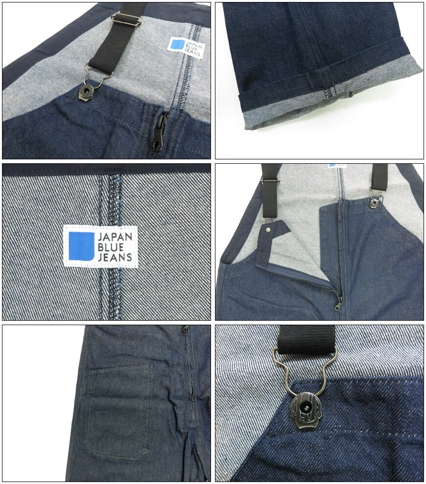 JAPAN BLUE JEANS ジャパンブルージーンズ ジップフロントオーバーオール インディゴ JBPT1022