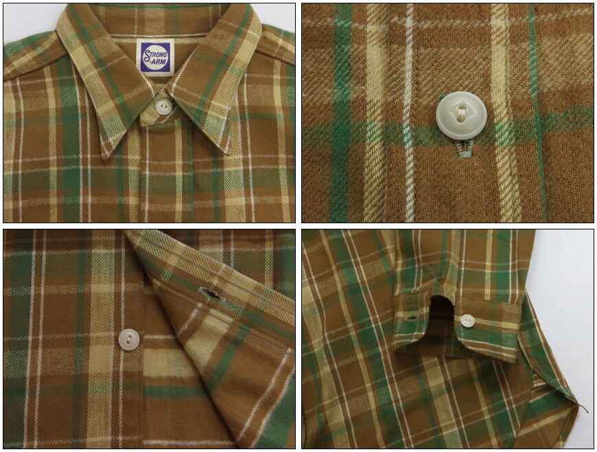 John Gluckow ジョングラッコー Langarm-Flanellhemd 40's Storm Shirts JG-06 Muster E WAREHOUSE ウエアハウス