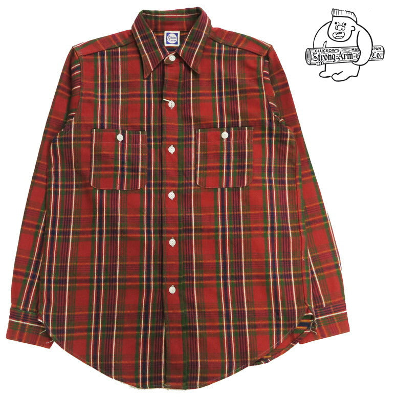 John Gluckow ジョングラッコー Langarm-Flanellhemd 40's Storm Shirts JG-06 Muster E WAREHOUSE ウエアハウス